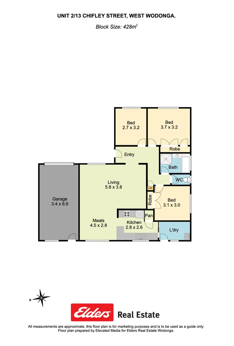 Floorplan of Homely unit listing, 2/13 Chifley Street, Wodonga VIC 3690