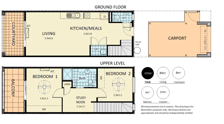 Floorplan of Homely townhouse listing, 4/17 Euston Walk, Mawson Lakes SA 5095
