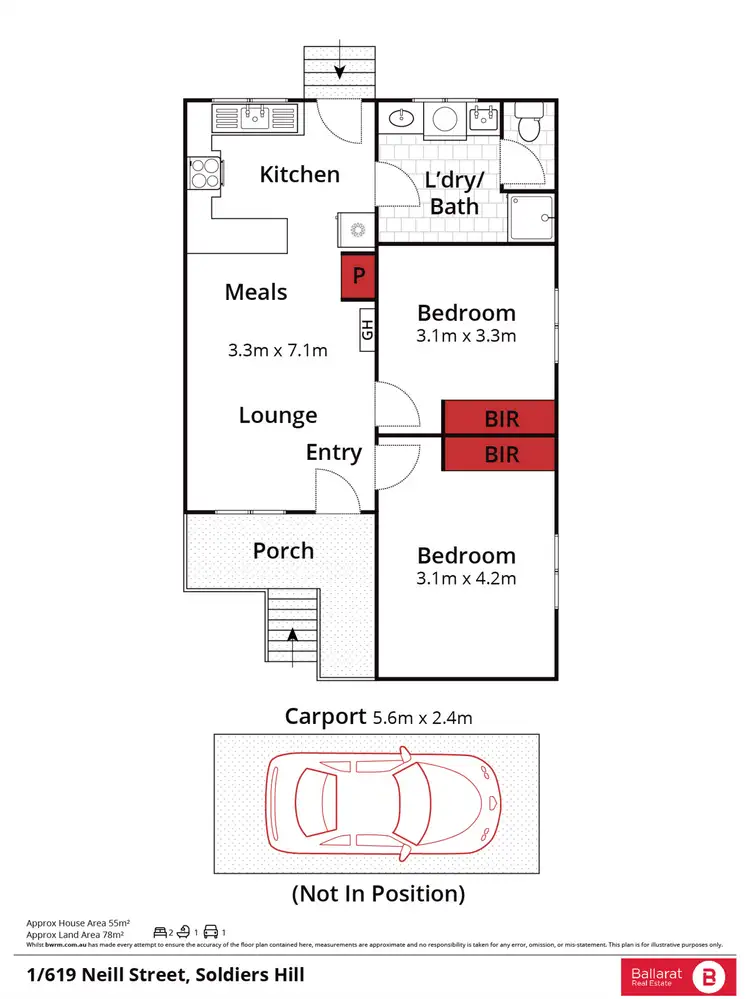 Floorplan of Homely unit listing, 1/619 Neill Street, Soldiers Hill VIC 3350