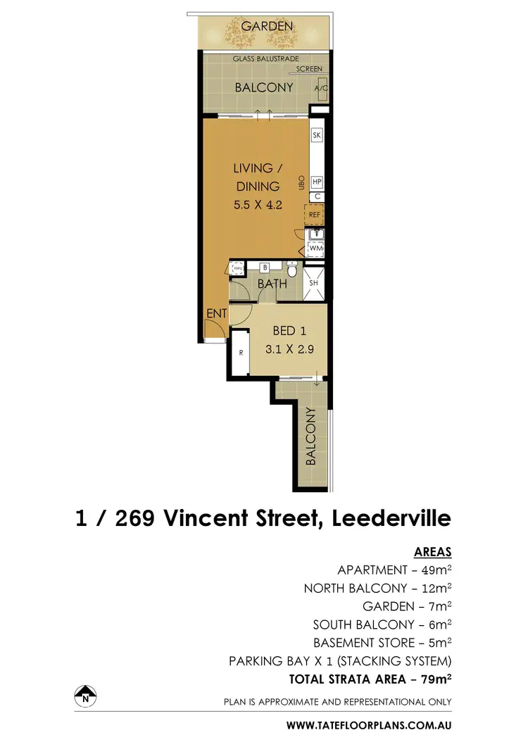 Floorplan of Homely apartment listing, 1/269 Vincent Street, Leederville WA 6007