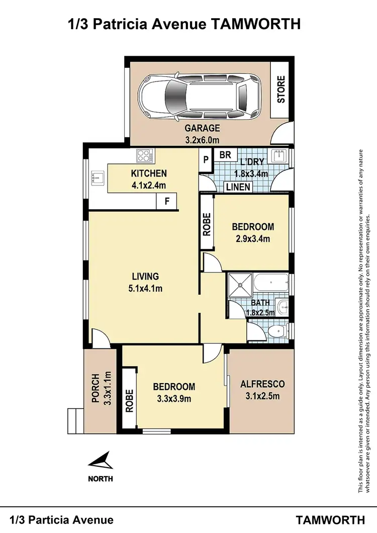 Floorplan of Homely unit listing, 1/3 Patricia Avenue, Tamworth NSW 2340