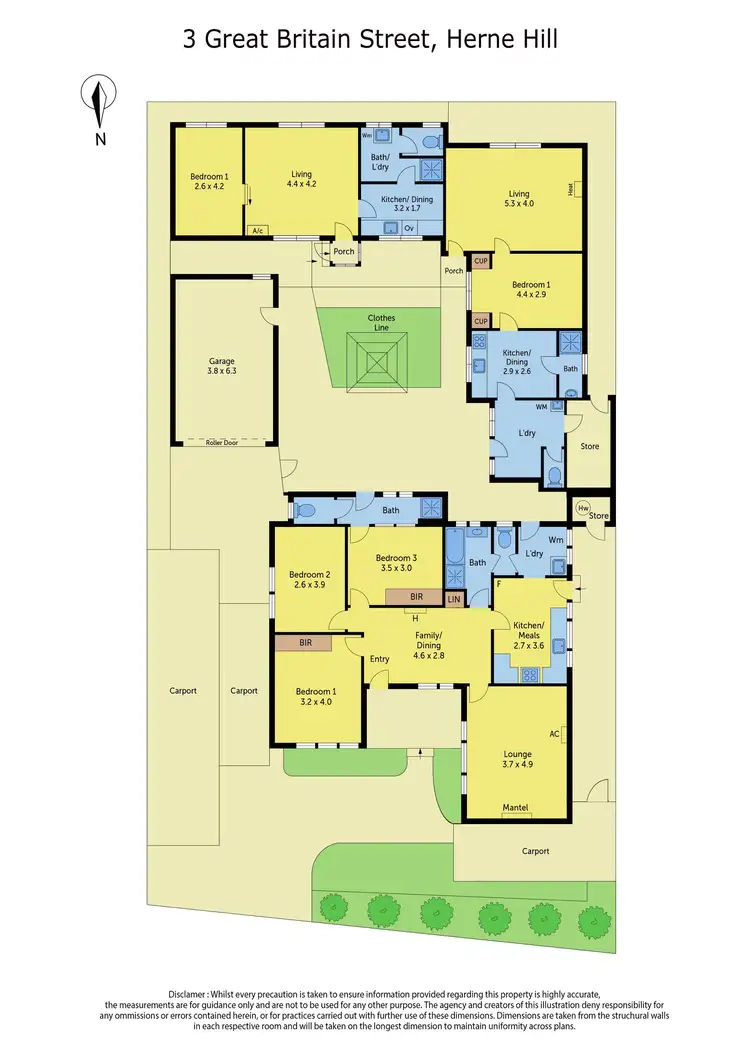Floorplan of Homely block of units listing, 1-3/3 Great Britain Street, Herne Hill VIC 3218