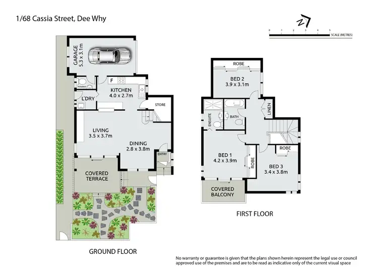 Floorplan of Homely townhouse listing, 1/68 Cassia Street, Dee Why NSW 2099