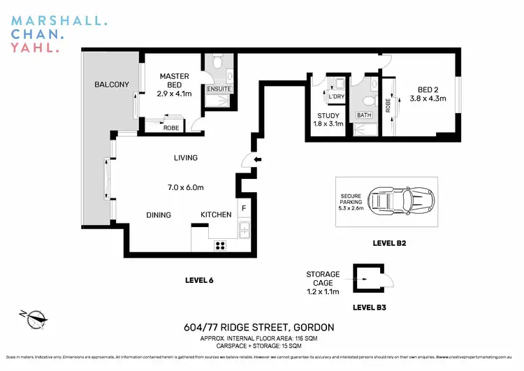 Floorplan of Homely apartment listing, 604/77 Ridge Street, Gordon NSW 2072
