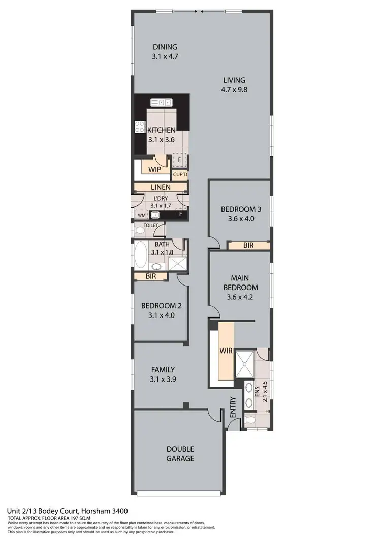 Floorplan of Homely townhouse listing, 2/13 Bodey Court, Horsham VIC 3400