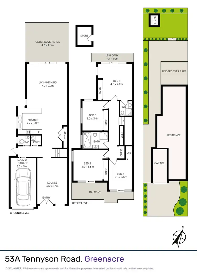 Floorplan of Homely semi-detached listing, 53A Tennyson Road, Greenacre NSW 2190