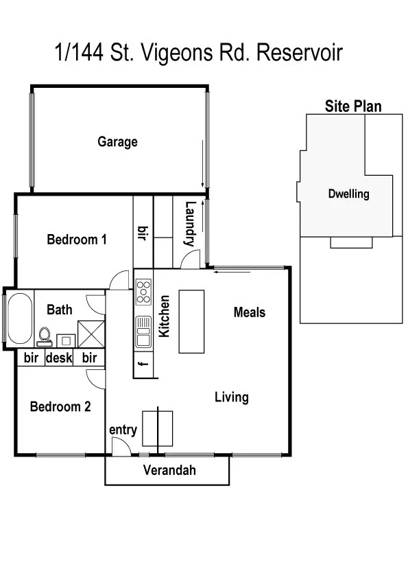 Floorplan of Homely unit listing, 1/144 St Vigeons Road, Reservoir VIC 3073
