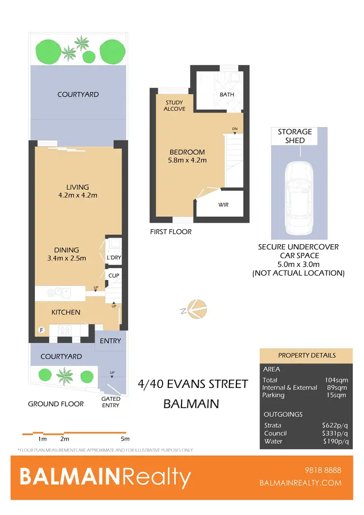 Floorplan of Homely townhouse listing, 4/40 Evans Street, Balmain NSW 2041