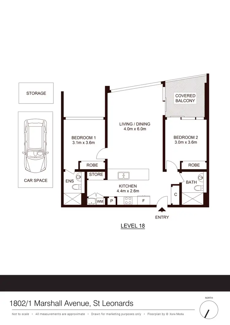 Floorplan of Homely apartment listing, 1802/1 Marshall Avenue, St Leonards NSW 2065