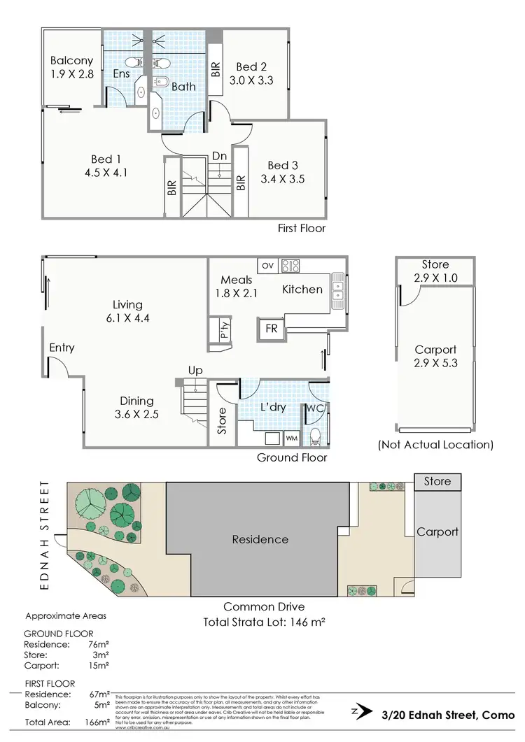 Floorplan of Homely townhouse listing, 3/20 Ednah Street, Como WA 6152