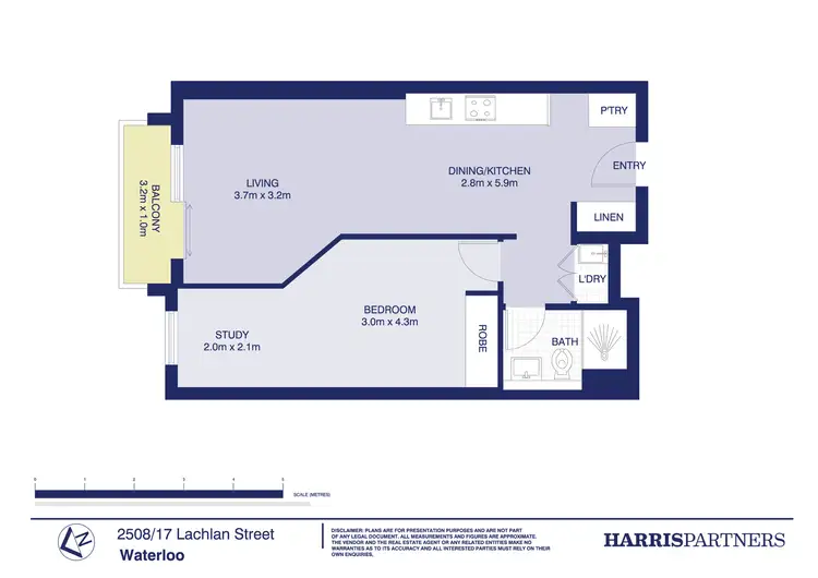 Floorplan of Homely unit listing, 2508/17 Lachlan Street, Waterloo NSW 2017