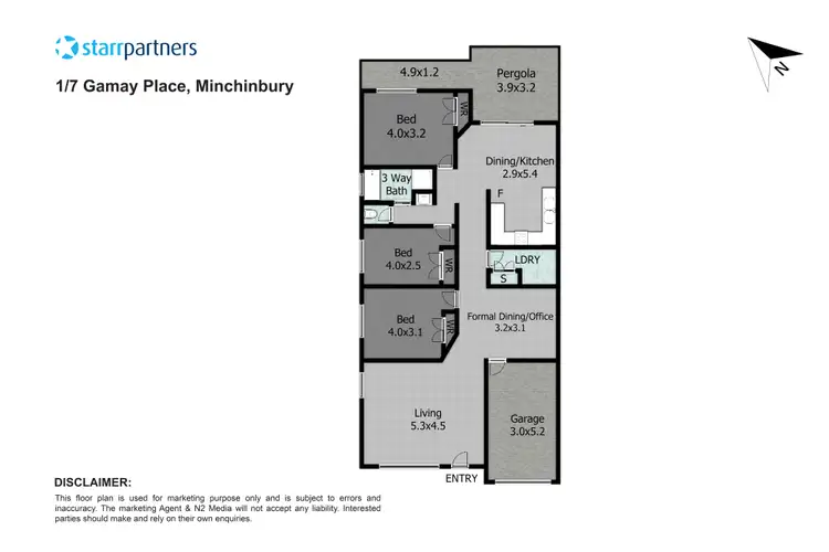 Floorplan of Homely semi-detached listing, 1/7 Gamay Place, Minchinbury NSW 2770