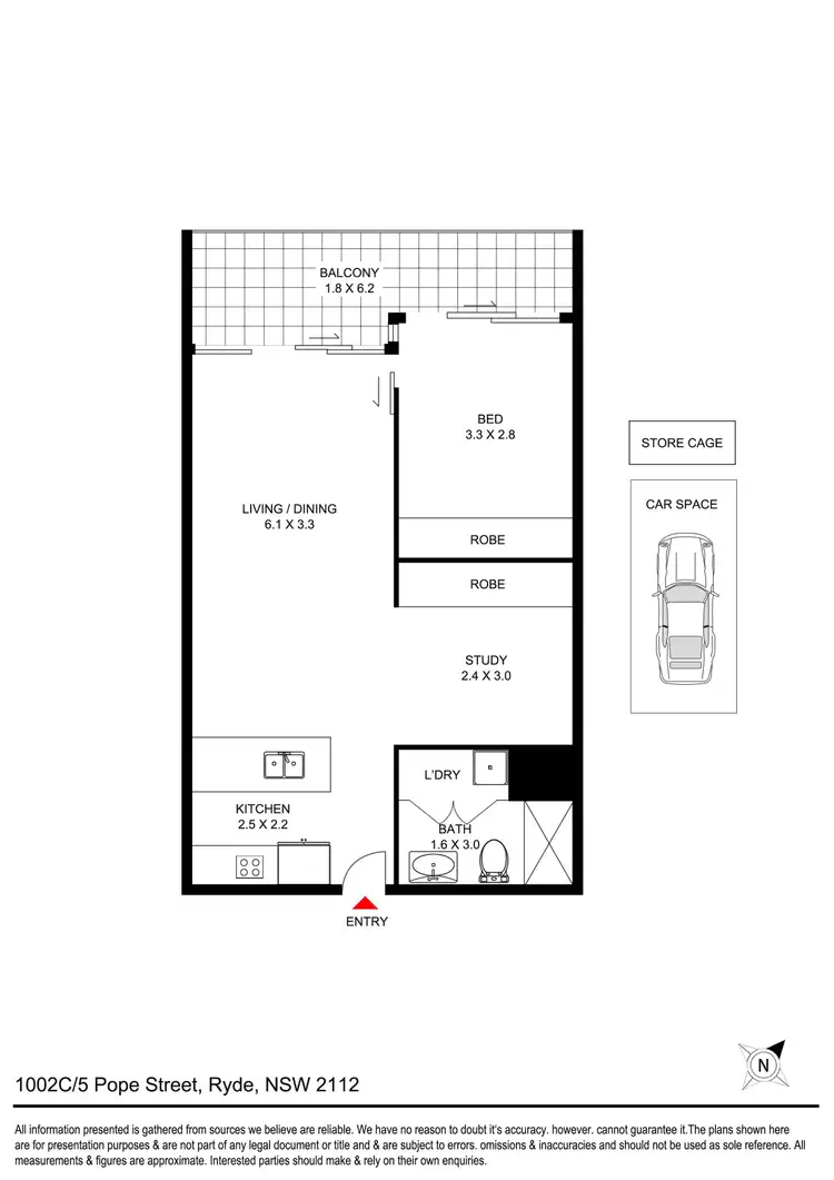 Floorplan of Homely apartment listing, Level 10/1002C/5 Pope Street, Ryde NSW 2112