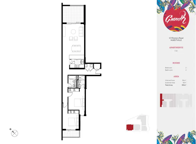 Floorplan of Homely apartment listing, 702/12 Woniora Street, Hurstville NSW 2220