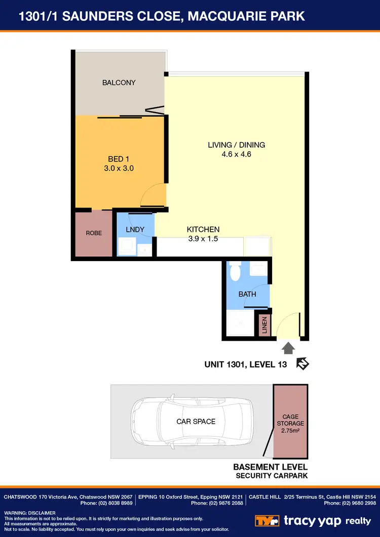 Floorplan of Homely apartment listing, 1301/1 Saunders Close, Macquarie Park NSW 2113