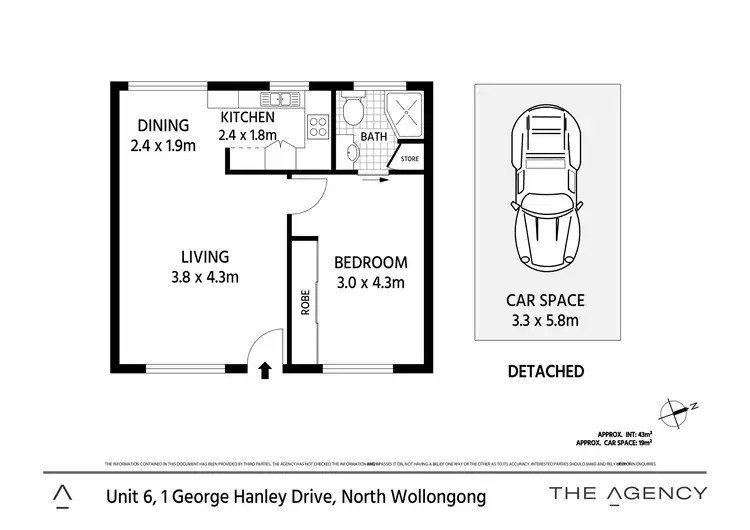 Floorplan of Homely unit listing, 6/1 George Hanley Drive, North Wollongong NSW 2500