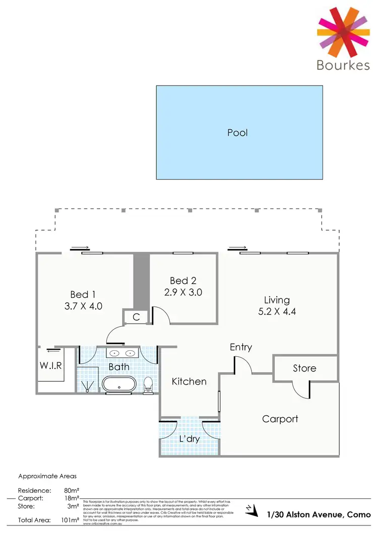 Floorplan of Homely villa listing, 1/30 Alston Avenue, Como WA 6152