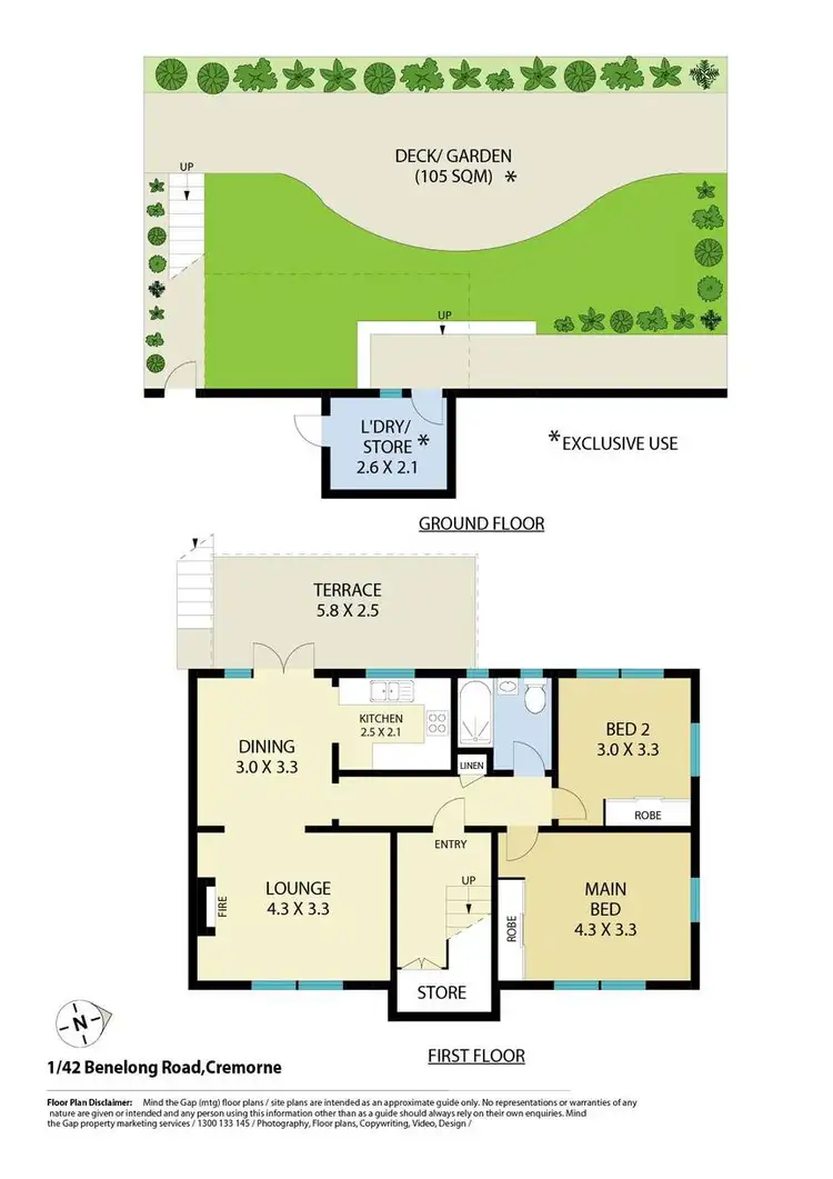 Floorplan of Homely semi-detached listing, 1/42 Benelong Road, Cremorne NSW 2090