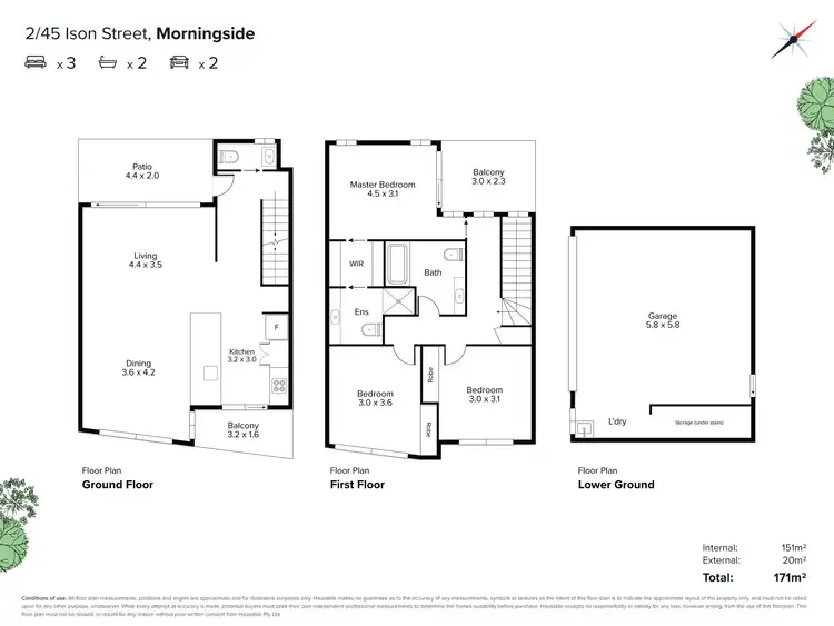 Floorplan of Homely townhouse listing, 2/45 Ison Street, Morningside QLD 4170