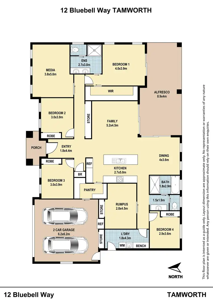 Floorplan of Homely house listing, 12 Bluebell Way, Tamworth NSW 2340