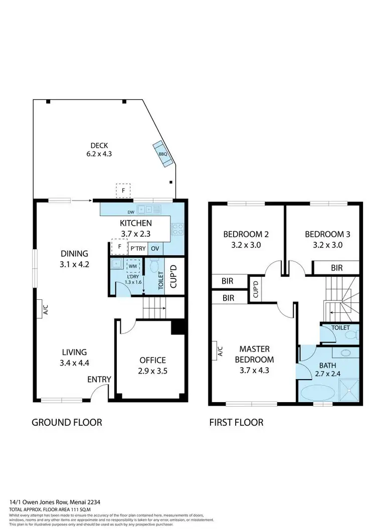 Floorplan of Homely townhouse listing, 14/1 Owen Jones Row, Menai NSW 2234