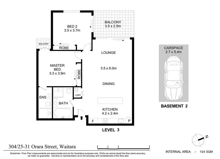 Floorplan of Homely unit listing, 304/25-31 Orara Street, Waitara NSW 2077