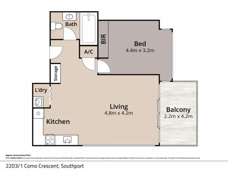 Floorplan of Homely apartment listing, Level 22/2203/1 Como Crescent, Southport QLD 4215