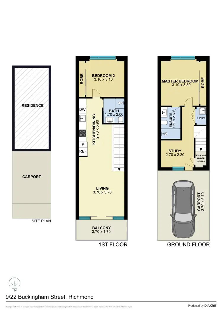 Floorplan of Homely townhouse listing, 9/22 Buckingham Street, Richmond VIC 3121