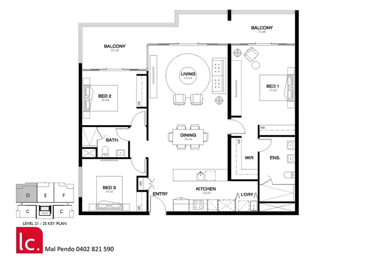 Floorplan of Homely apartment listing, Level 21/114/2729-2733 Gold Coast Highway, Broadbeach QLD 4218