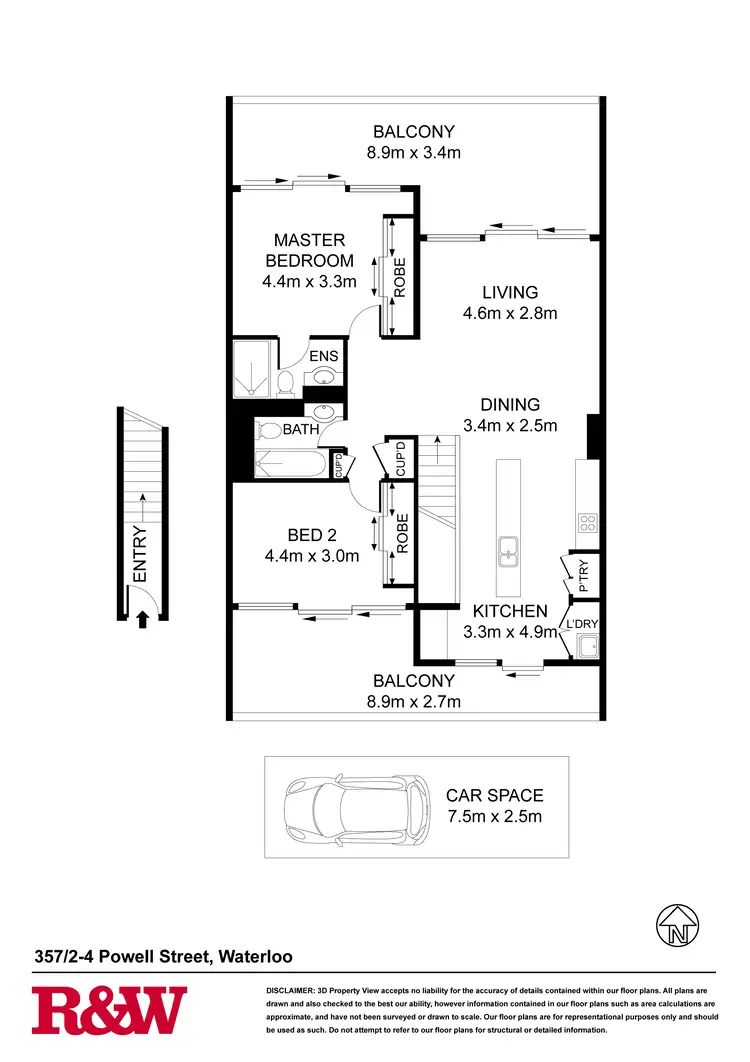 Floorplan of Homely apartment listing, 357/2-4 Powell Street, Waterloo NSW 2017