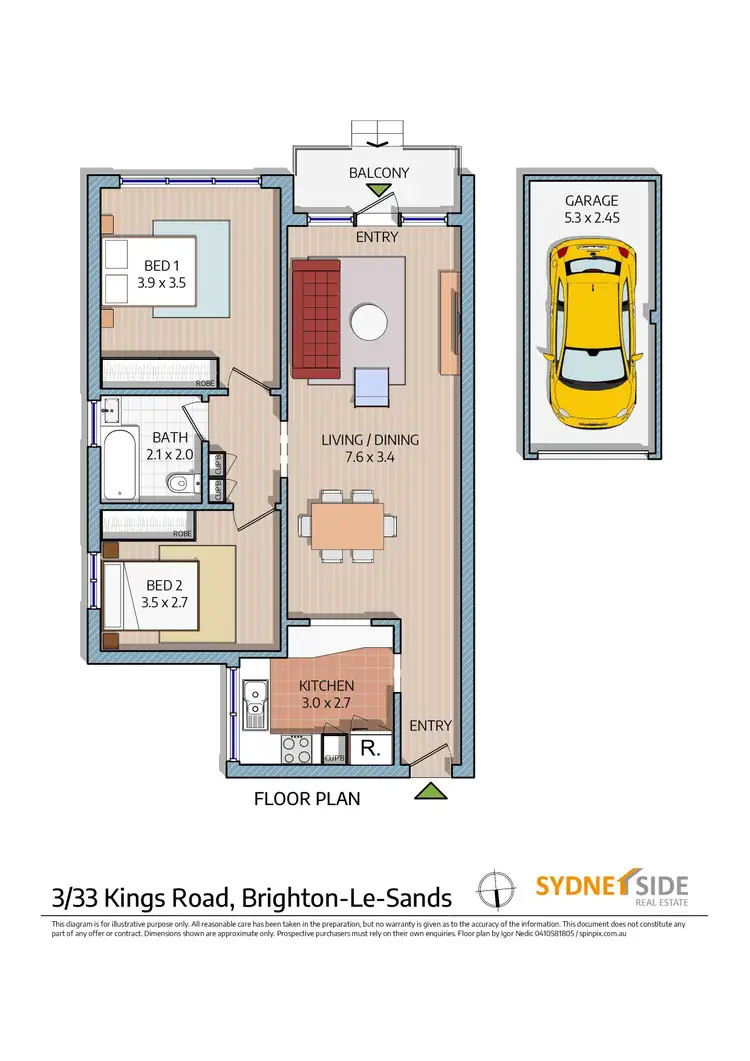 Floorplan of Homely apartment listing, 3/33 Kings Road, Brighton-Le-Sands NSW 2216
