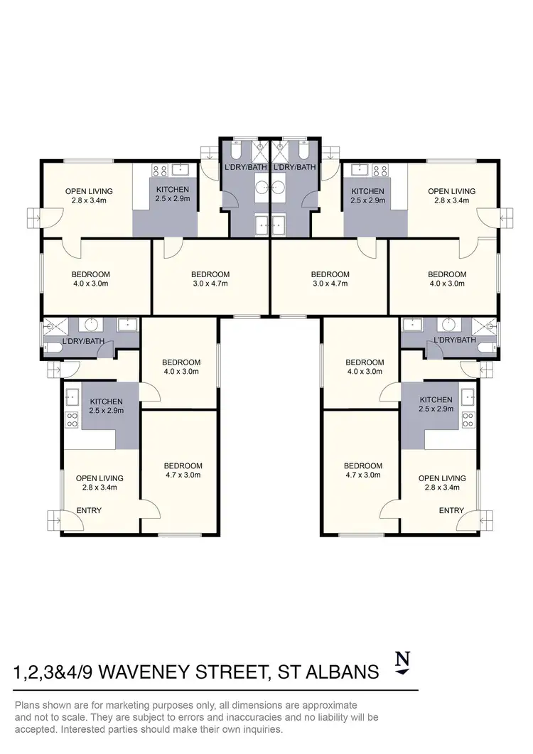 Floorplan of Homely unit listing, 1, 2, 3&4/9 Waveney Street, St Albans VIC 3021