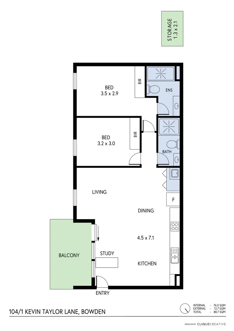 Floorplan of Homely apartment listing, 104/1 Kevin Taylor Lane, Bowden SA 5007