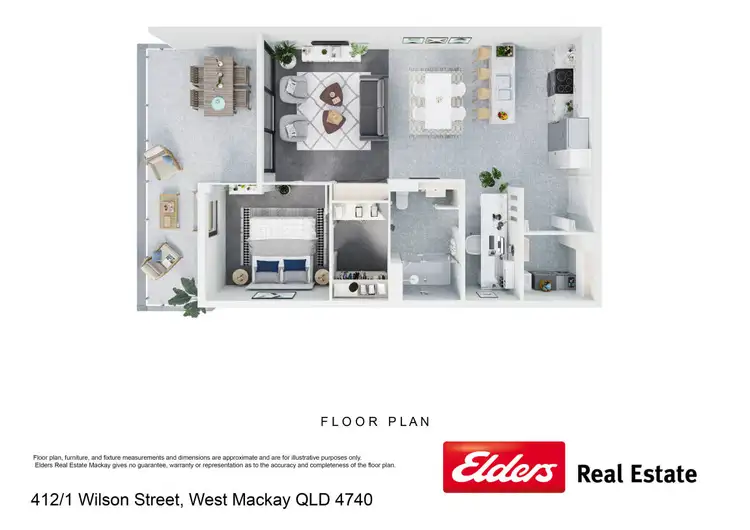 Floorplan of Homely unit listing, 412/1 Wilson Street, West Mackay QLD 4740