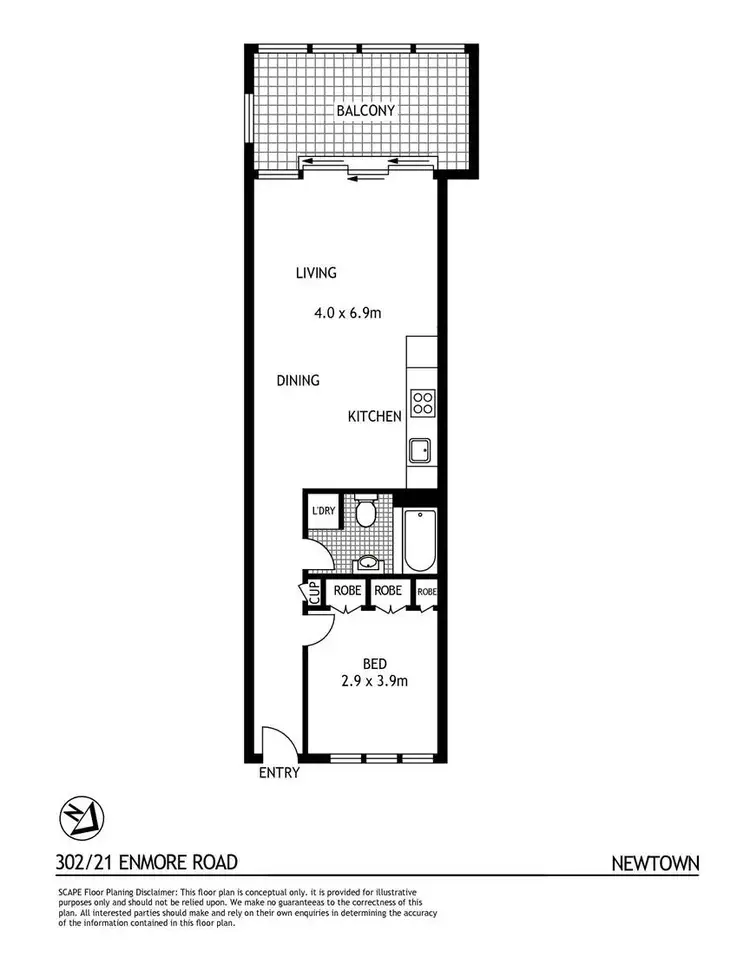 Floorplan of Homely apartment listing, 302/21 Enmore Road, Newtown NSW 2042