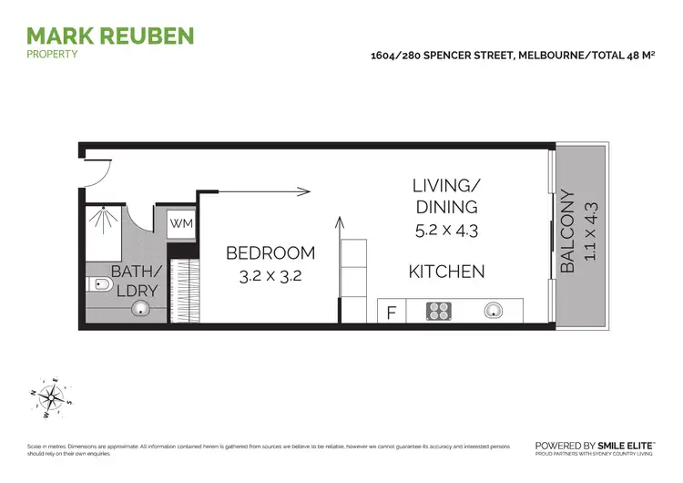 Floorplan of Homely apartment listing, 1604/280 Spencer Street, Melbourne VIC 3000