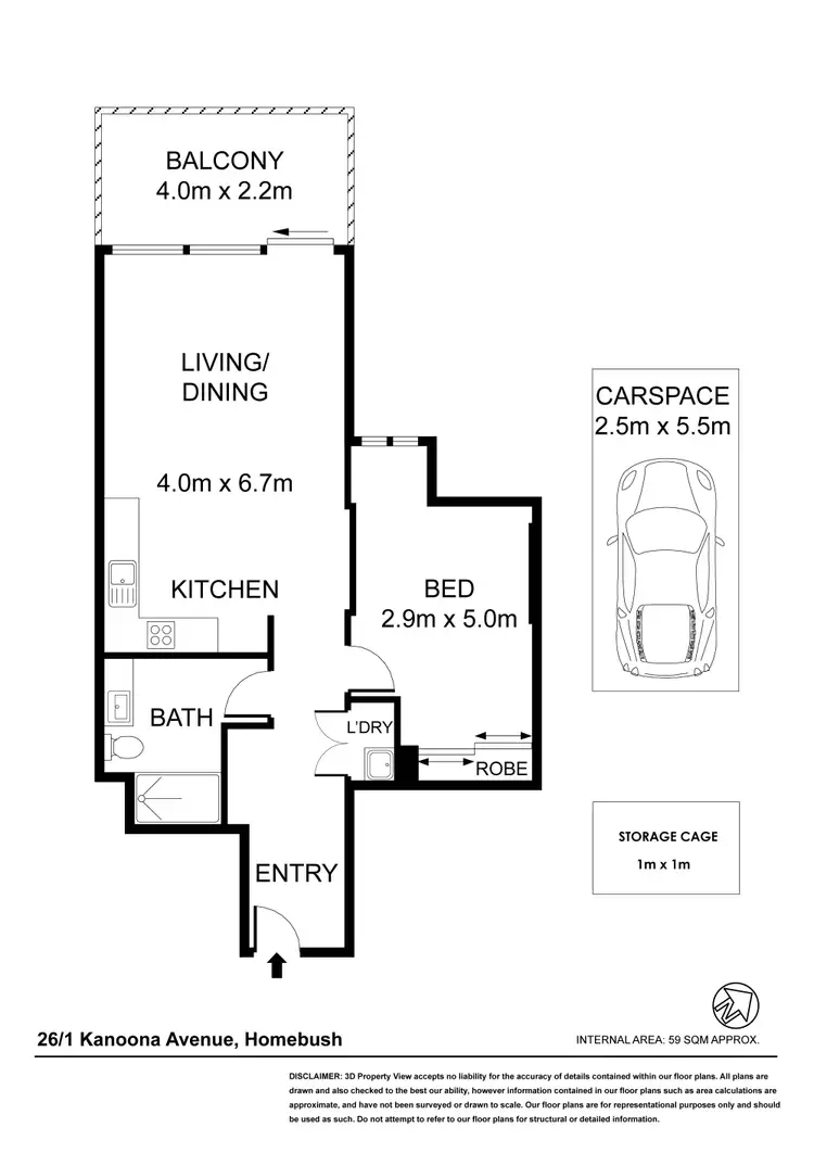 Floorplan of Homely apartment listing, 26/1-9 Kanoona Avenue, Homebush NSW 2140