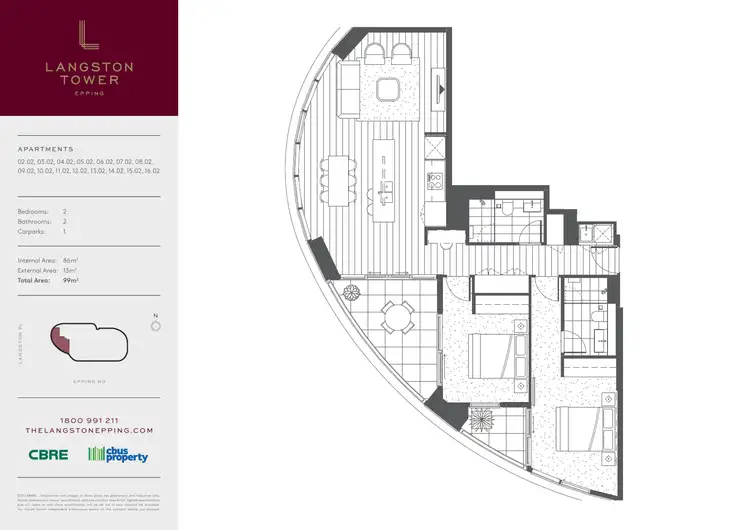 Floorplan of Homely apartment listing, 1202/22 Langston Place, Epping NSW 2121