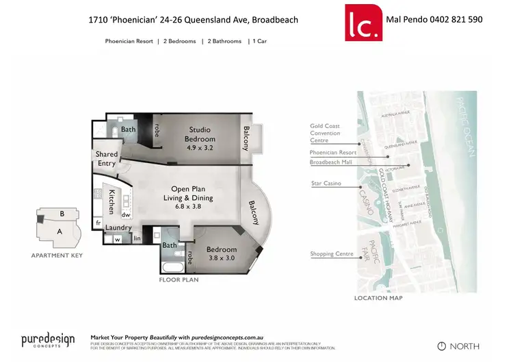 Floorplan of Homely apartment listing, 1710/24-26 Queensland Avenue, Broadbeach QLD 4218