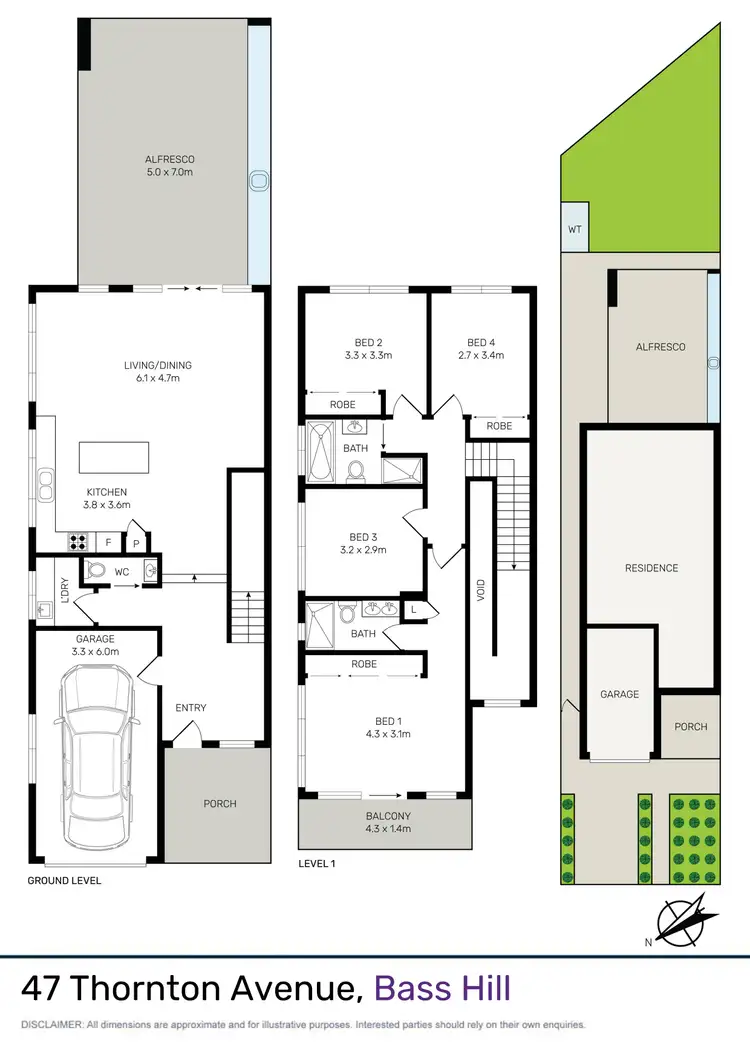Floorplan of Homely semi-detached listing, 47 Thornton Avenue, Bass Hill NSW 2197