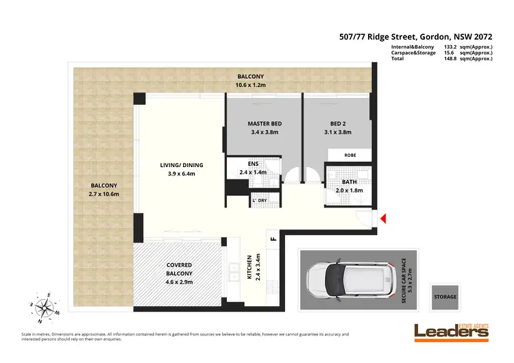 Floorplan of Homely apartment listing, Level 5/507/77 Ridge Street, Gordon NSW 2072