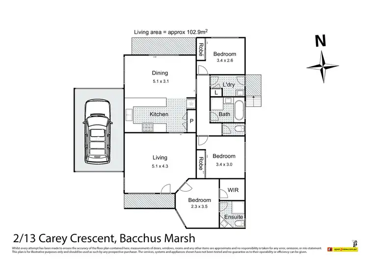 Floorplan of Homely unit listing, 2/13 Carey Crescent, Bacchus Marsh VIC 3340