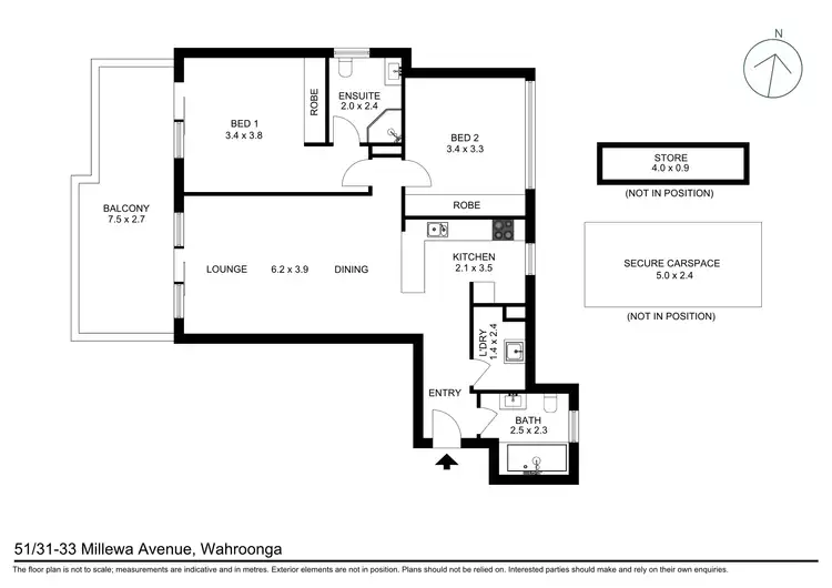 Floorplan of Homely apartment listing, 51/31-33 Millewa Avenue, Wahroonga NSW 2076