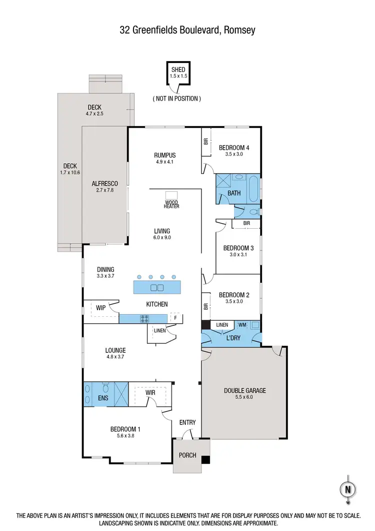 Floorplan of Homely house listing, 32 Greenfields Boulevard, Romsey VIC 3434