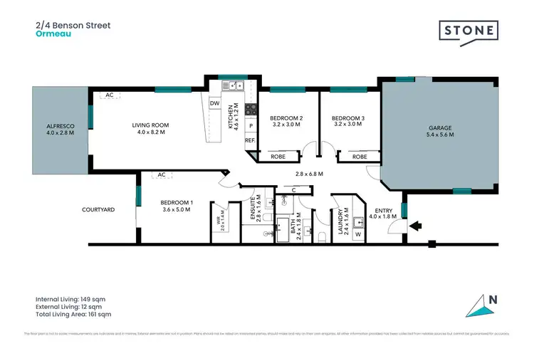 Floorplan of Homely semi-detached listing, 2/4 Benson Street, Ormeau QLD 4208