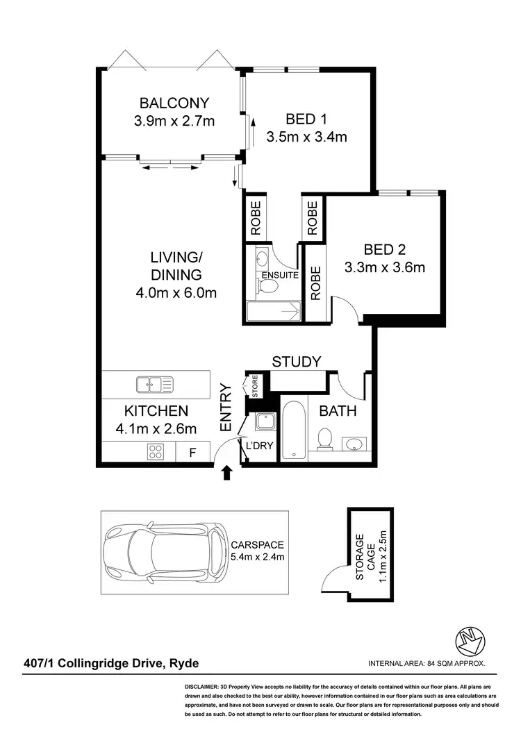 Floorplan of Homely apartment listing, 407/1 Collingridge Drive, Ryde NSW 2112
