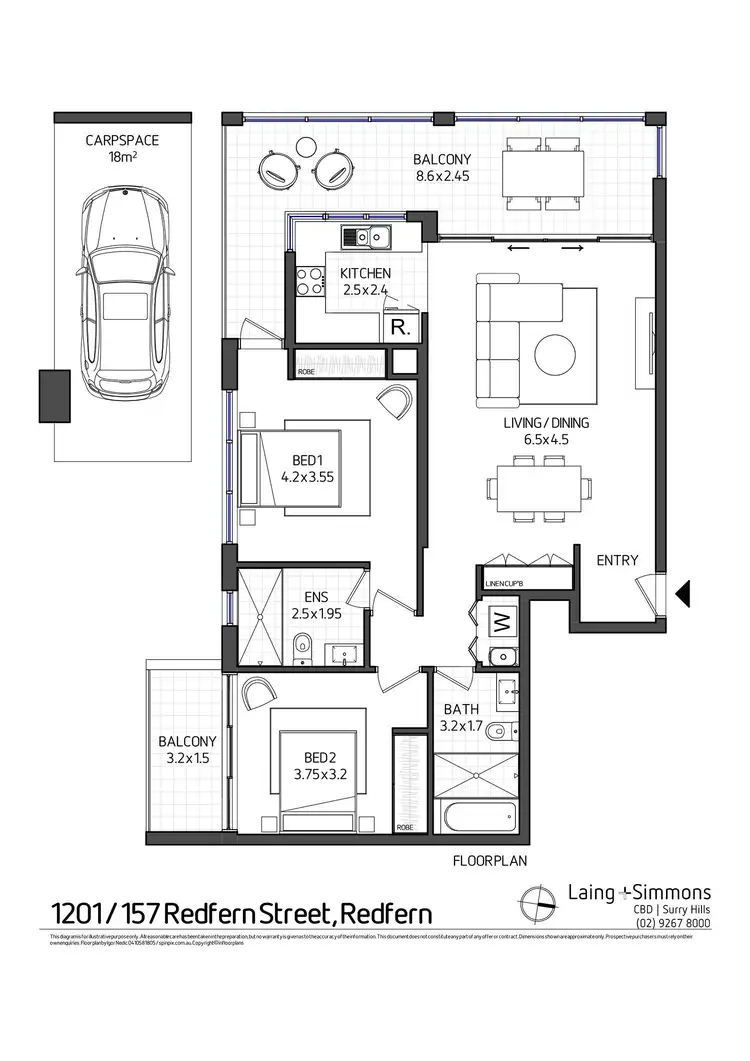 Floorplan of Homely apartment listing, 1201/157 Redfern Street, Redfern NSW 2016