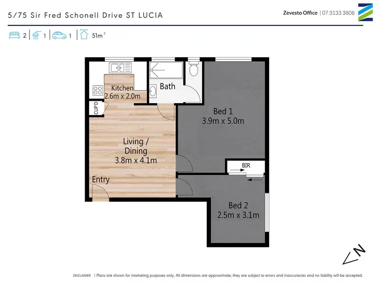 Floorplan of Homely unit listing, 5/75 Sir Fred Schonell Drive, St Lucia QLD 4067