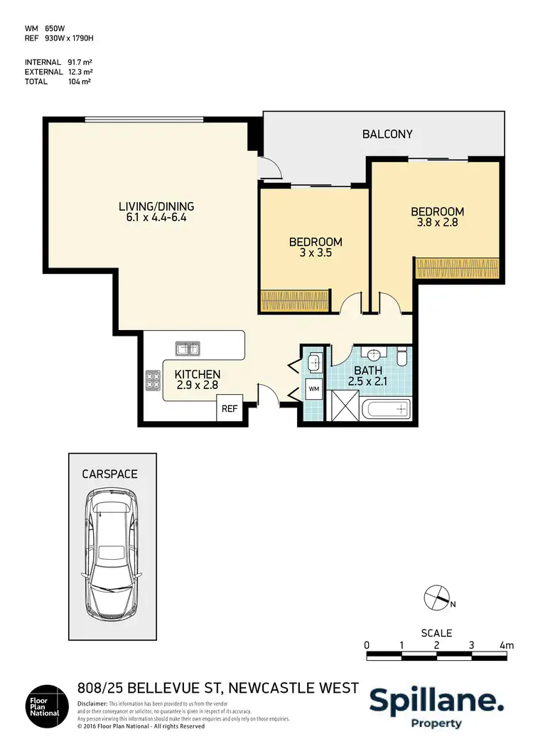 Floorplan of Homely apartment listing, 808/25 Bellevue Street, Newcastle West NSW 2302