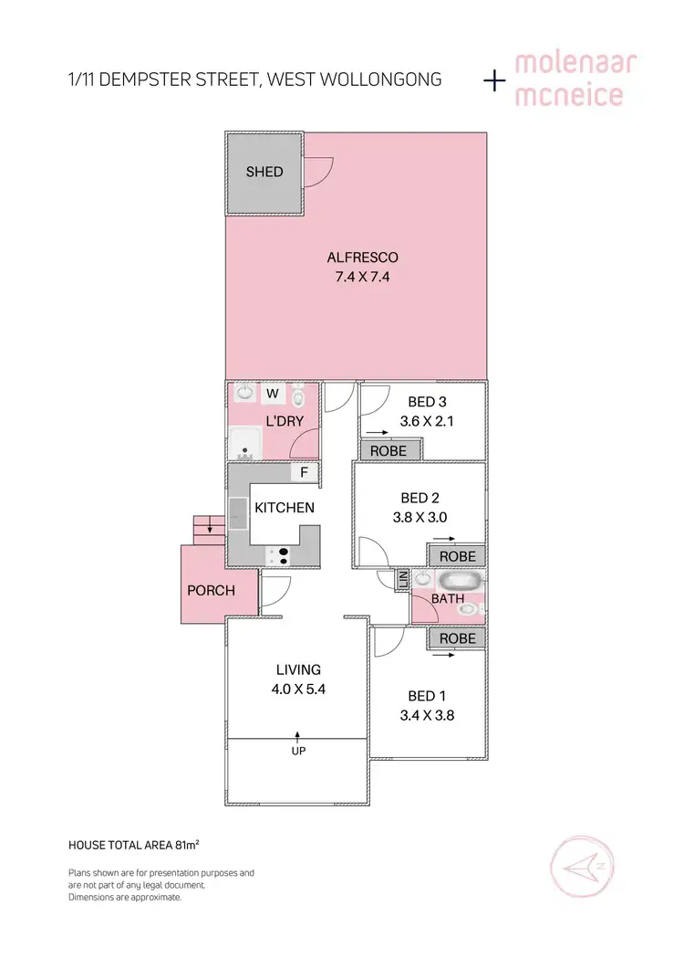 Floorplan of Homely townhouse listing, 1/11 Dempster Street, West Wollongong NSW 2500